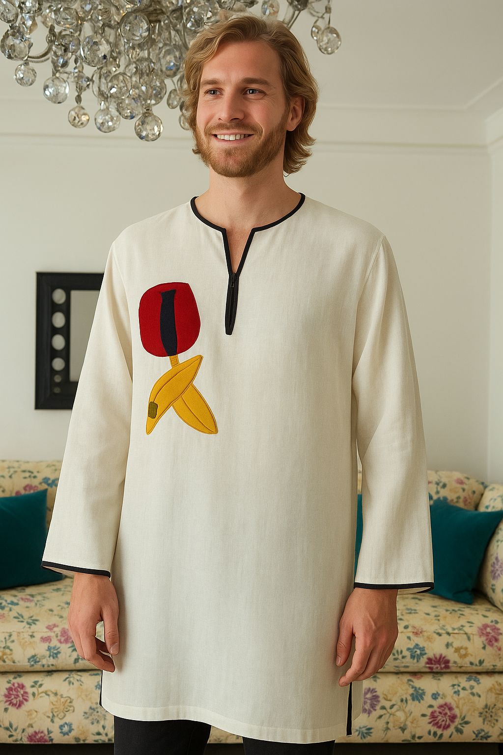 Tunique en coton brodé moderne